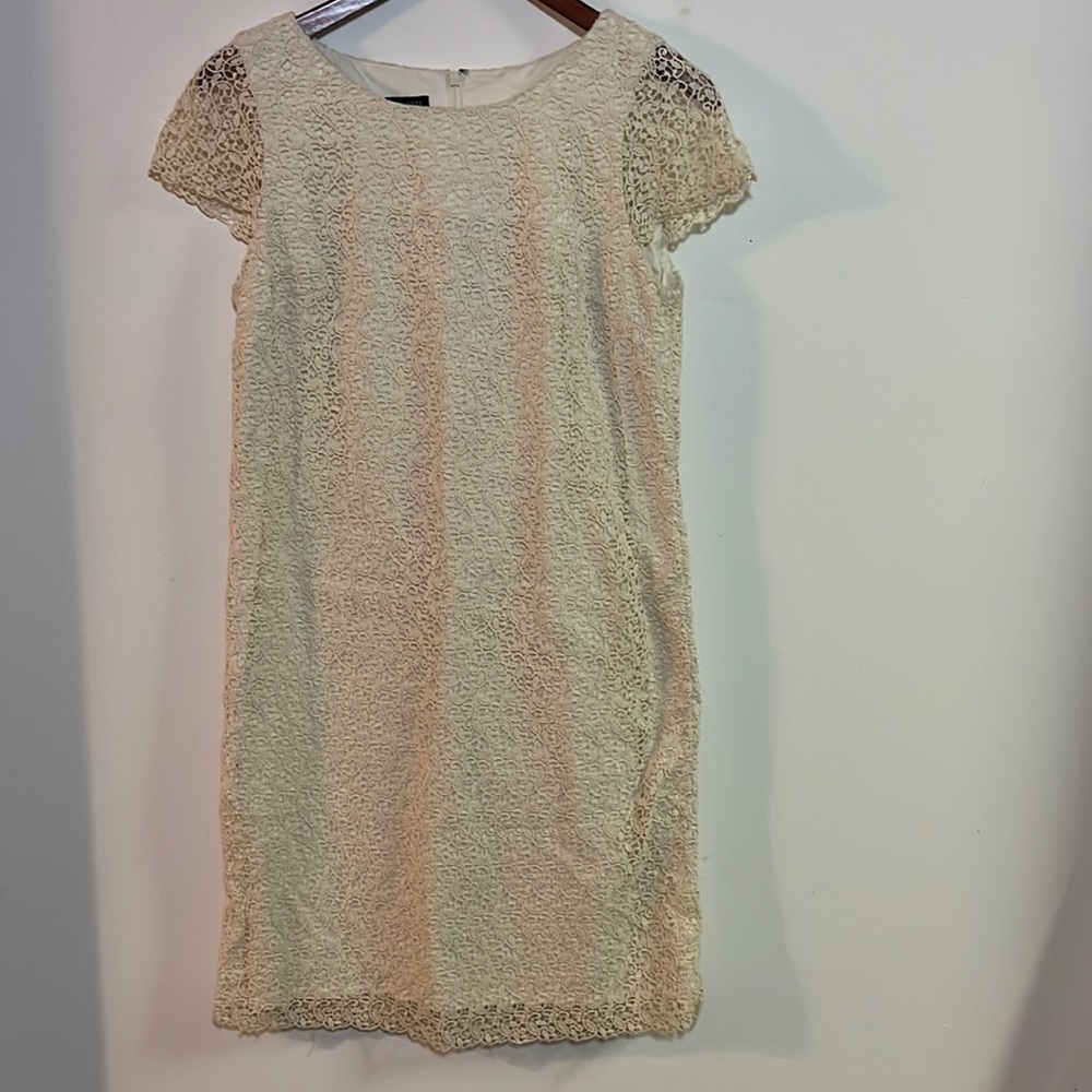 Talbots Dress Women's Size 8 Ivory Crochet Lace Shift